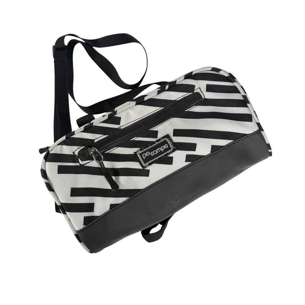 Po Campo Handlebar Bag Medium Black White Stripe Bike Cycling Shoulder Strap